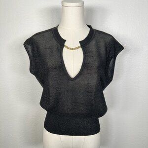 Galita Black T-Shirt with Gold Chain - One Size